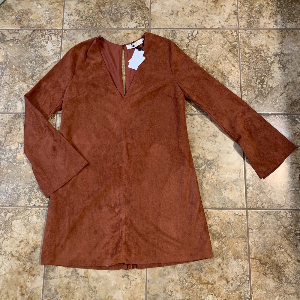 ASTR The Label Rust Faux Suede Shift Dress - Picture 4 of 6